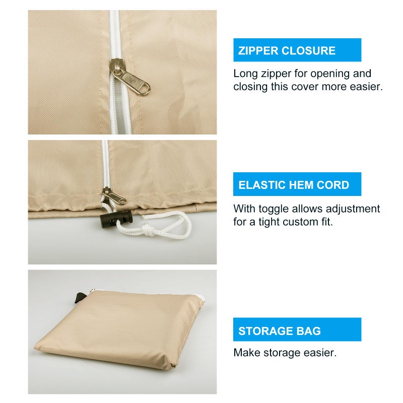 OKPOW Umbrella Cover 420D Oxford Fabric Patio Umbrella Covers Waterproof with Zip, for 9ft to 12ft Garden Outdoor Umbrella (Khaki) - Image 4